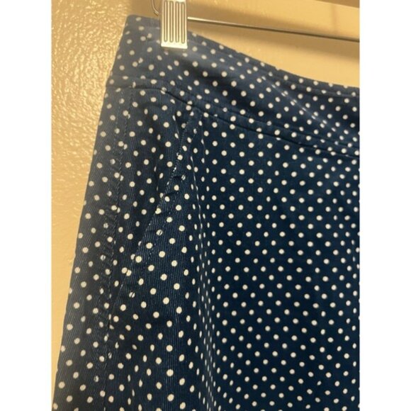 Vanessa Virginia Anthropologie Blue Midi Polka Dot Corduroy Skirt Pockets Sz 8 - Picture 7 of 12